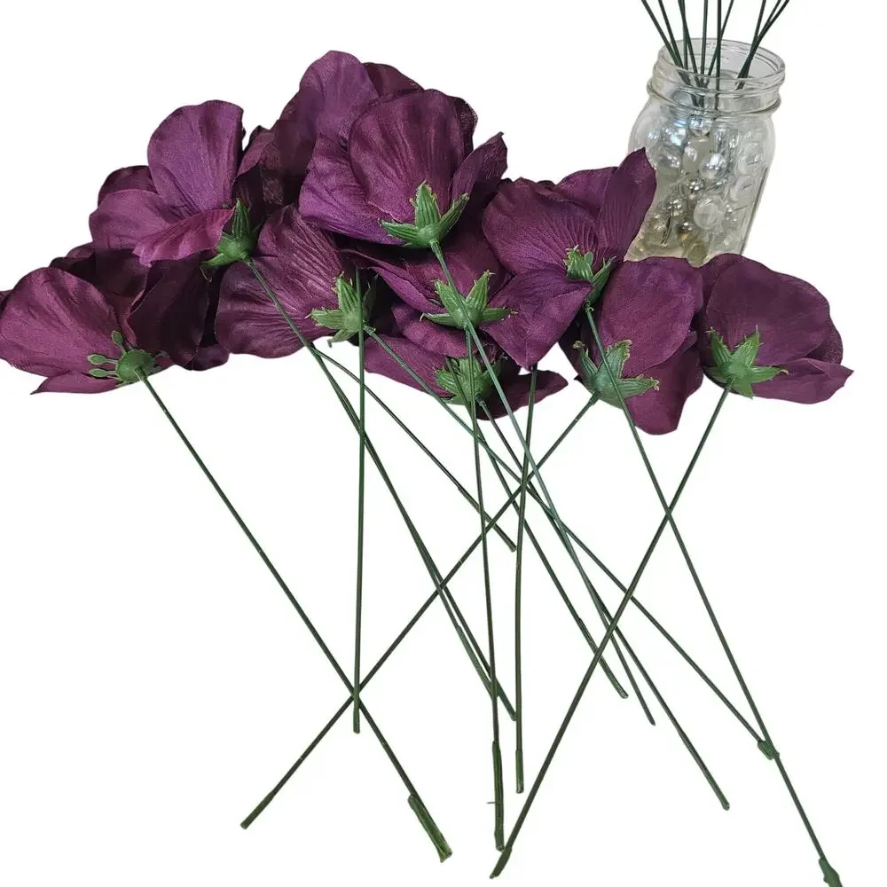 26 Plum Wine Purple Silk Rose Stems 3.5